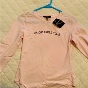 Forever 21 Pink Body Suit w Logo